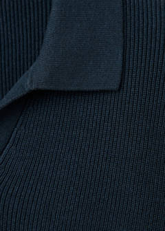 Ribbed cotton polo sweater — Navy 8