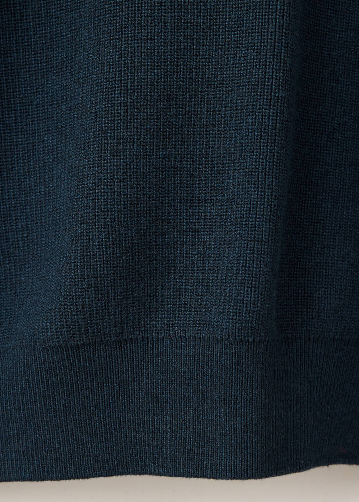 Ribbed cotton polo sweater — Navy