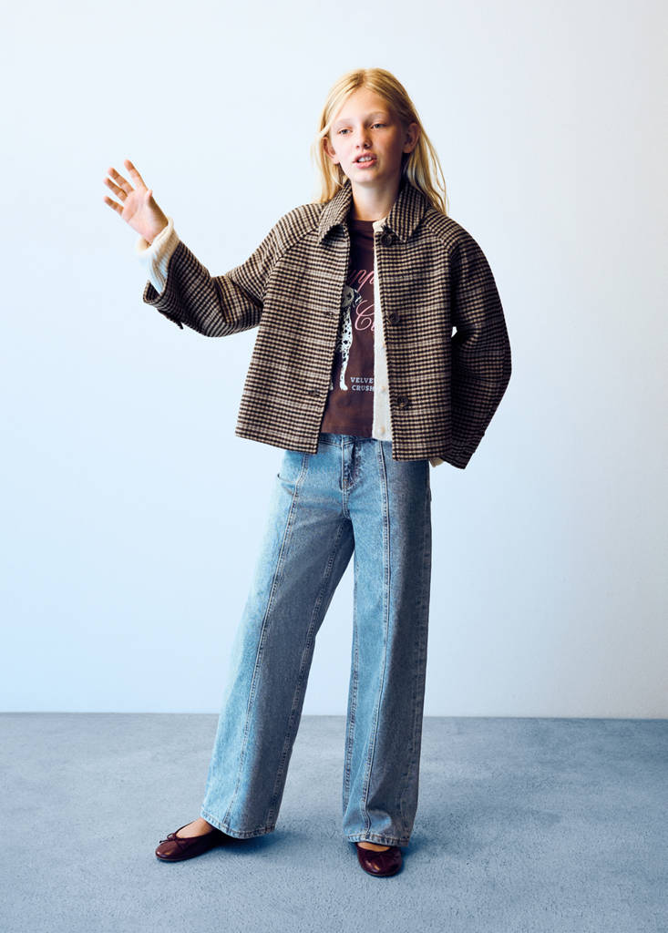 Houndstooth wool-blend coat — Brown
