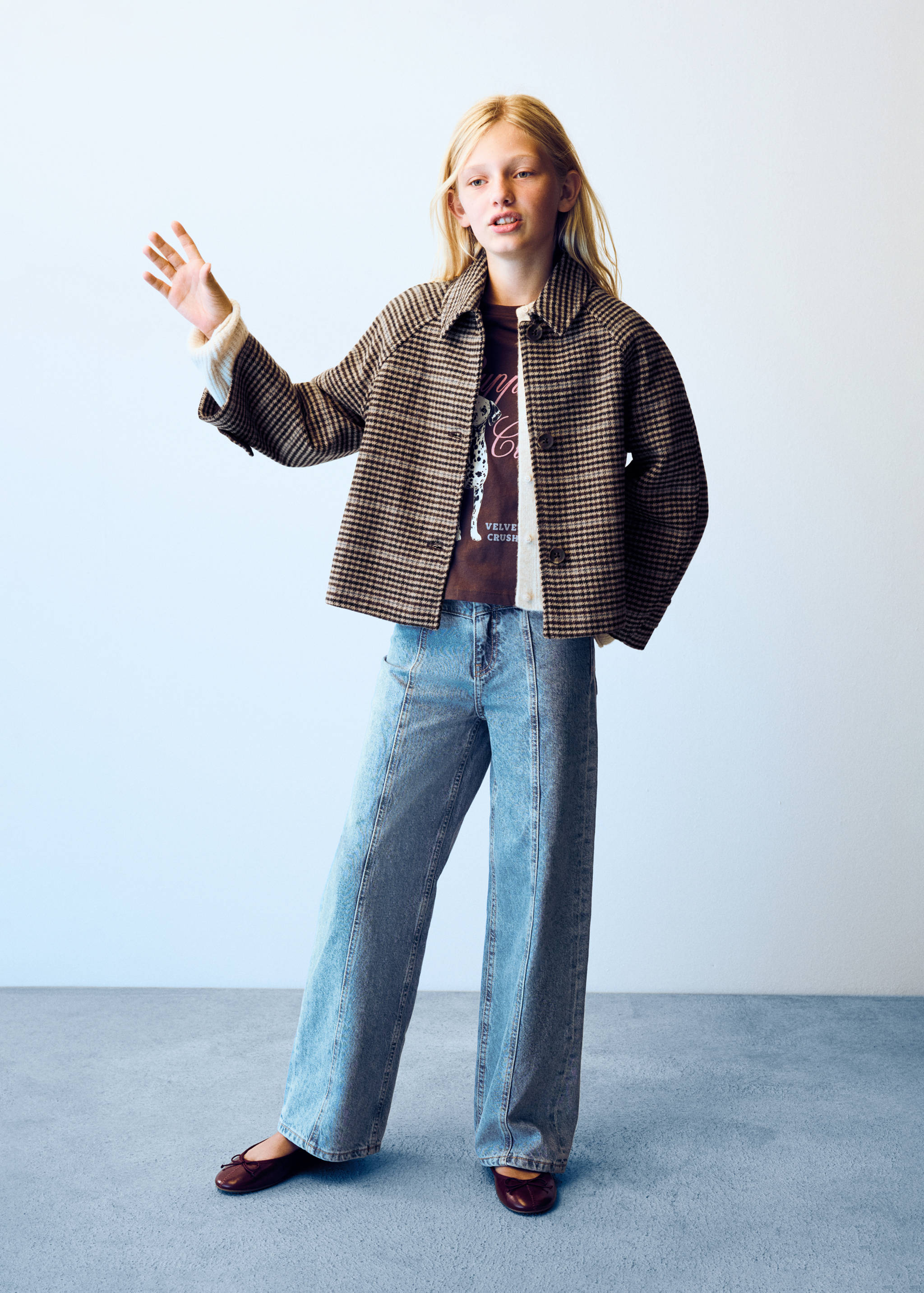 Houndstooth coat with wool - General plane