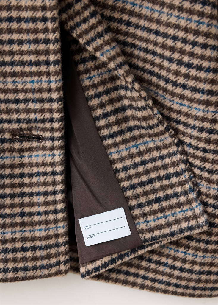 Houndstooth wool-blend coat — Brown