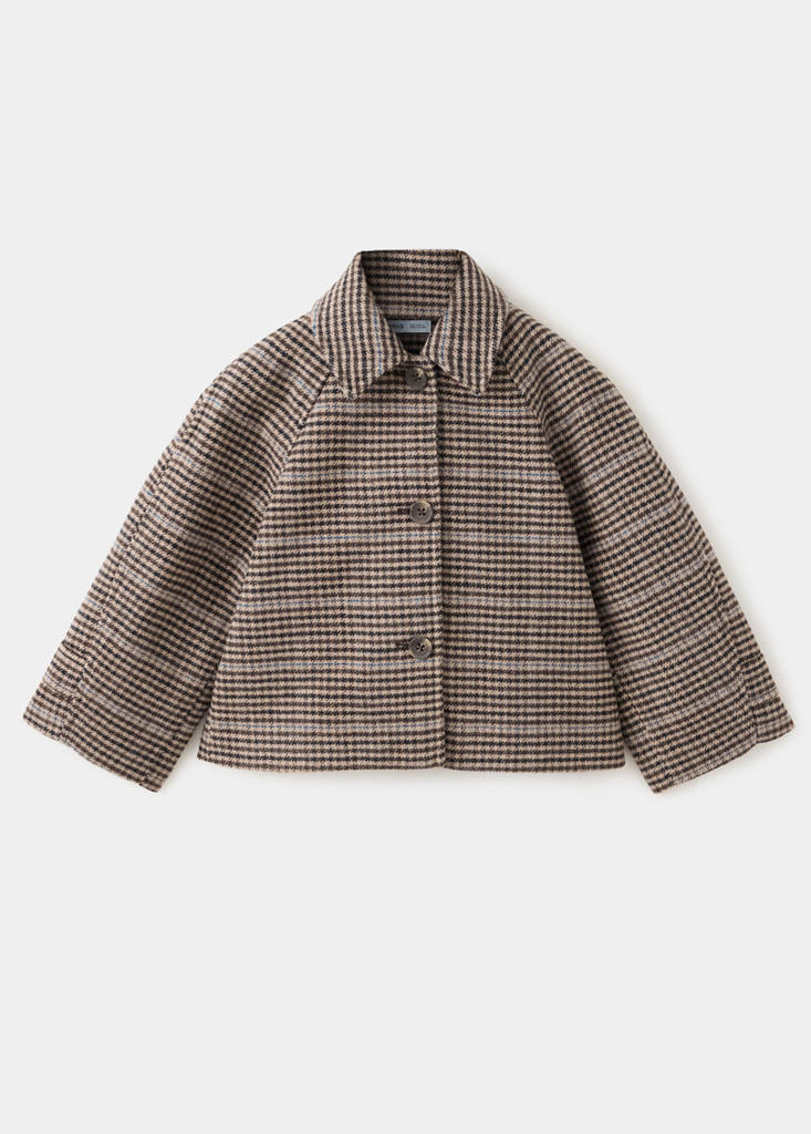 Houndstooth wool-blend coat — Brown