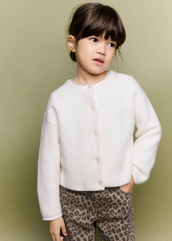 Ribbed knitted cardigan — Ivory White