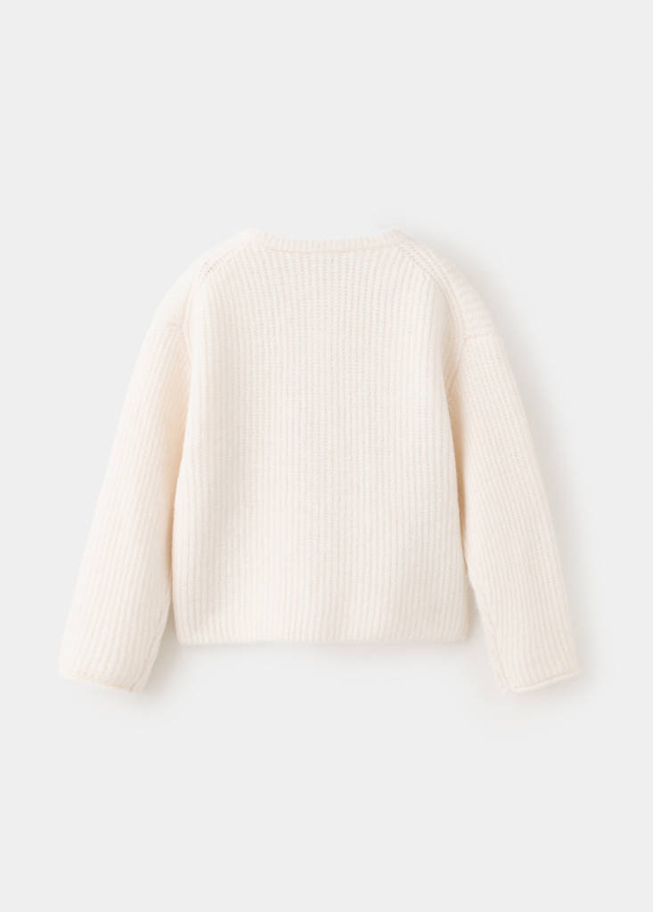 Ribbed knitted cardigan — Ivory White