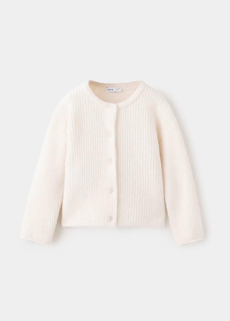 Ribbed knitted cardigan — Ivory White