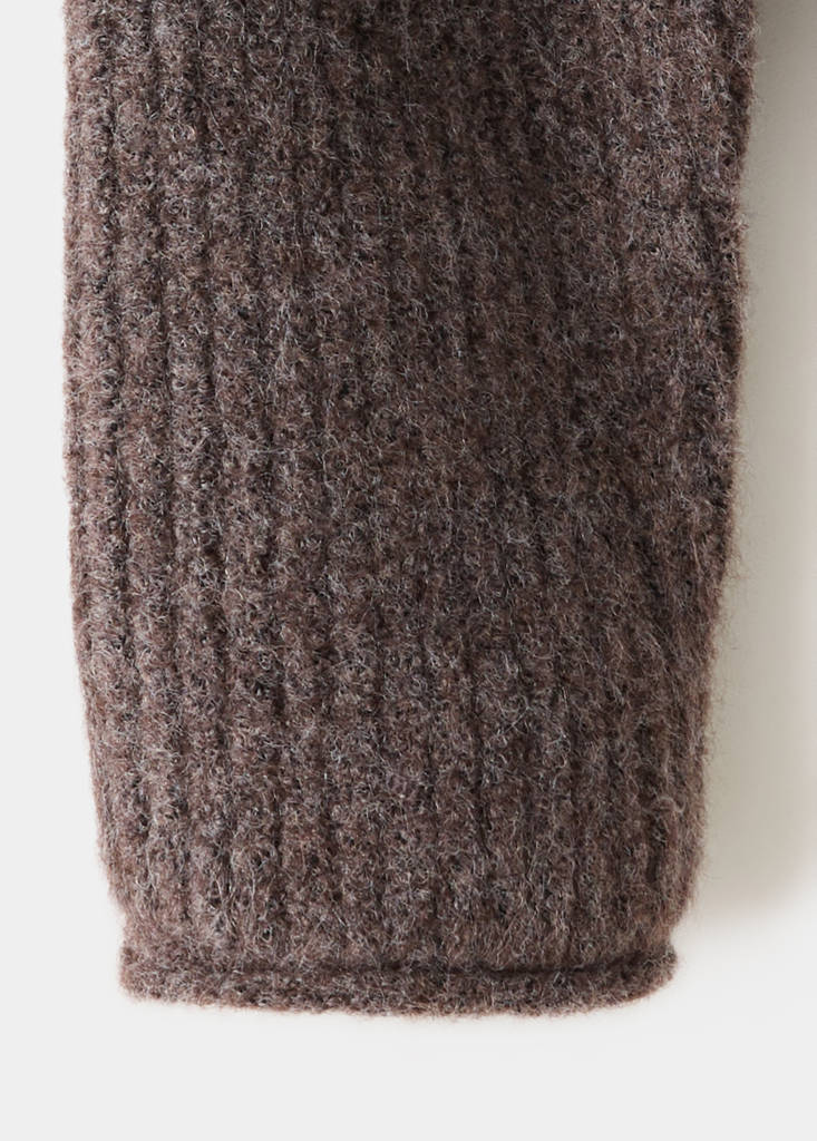 Ribbed knitted cardigan — Brown