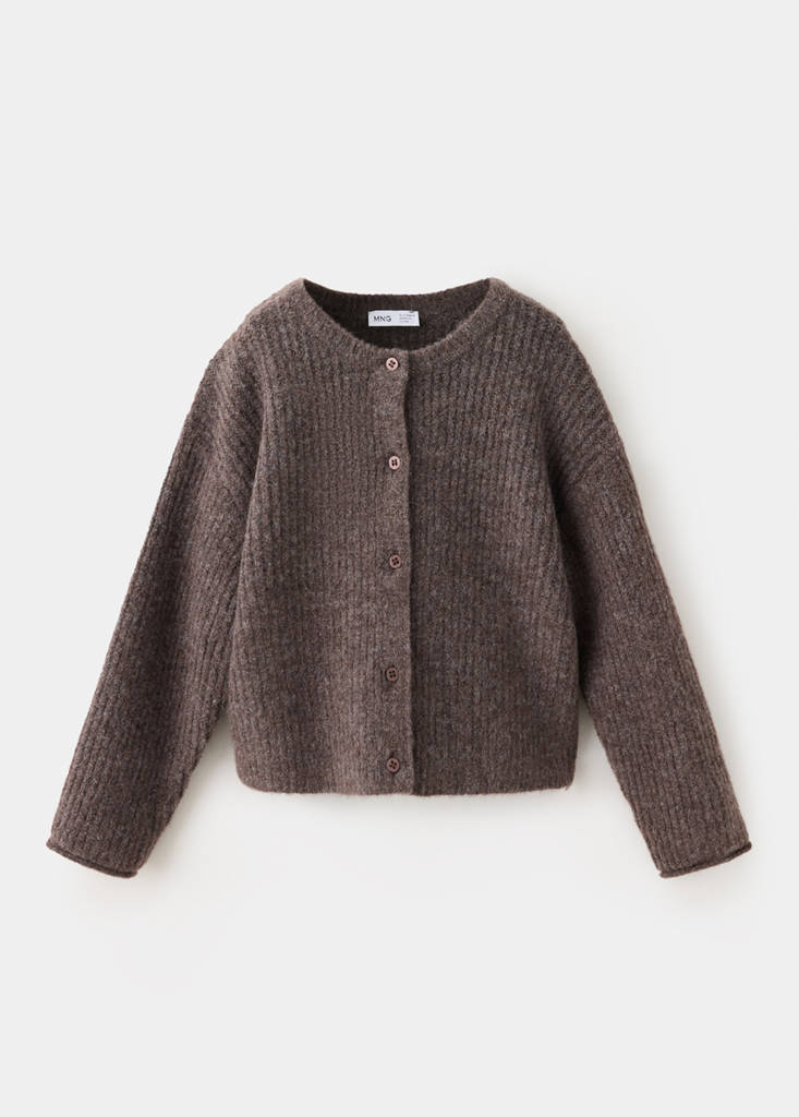 Ribbed knitted cardigan — Brown
