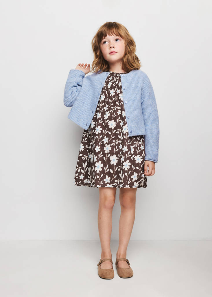 Ribbed knitted cardigan — Blue