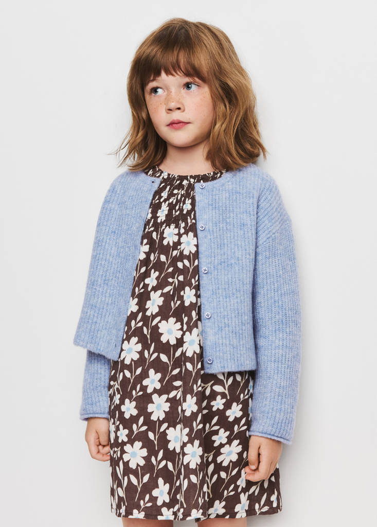 Ribbed knitted cardigan — Blue