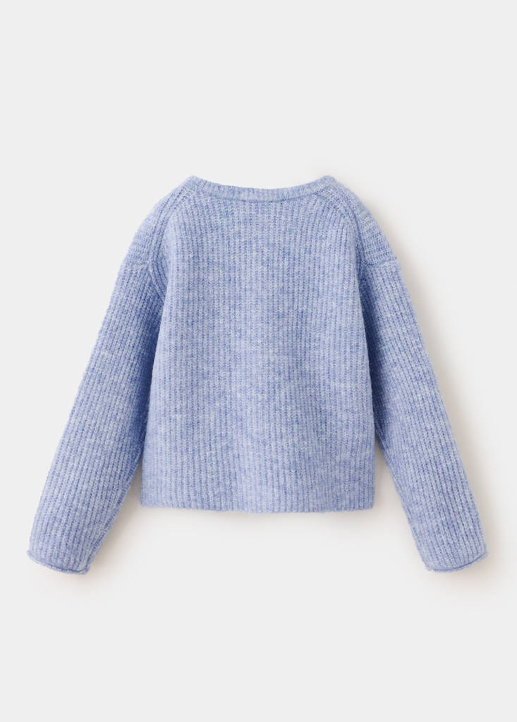 Ribbed knitted cardigan — Blue