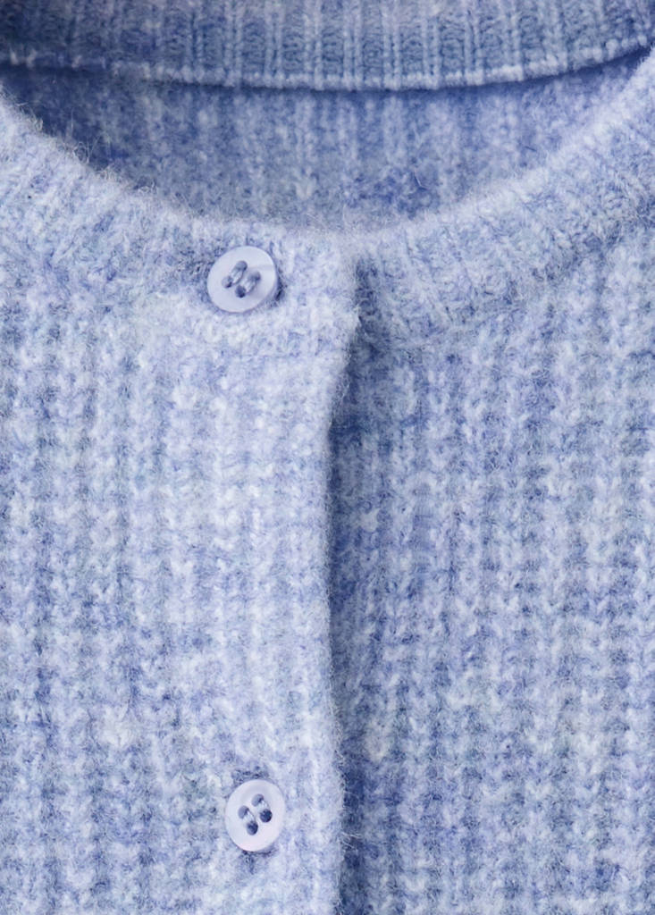 Ribbed knitted cardigan — Blue
