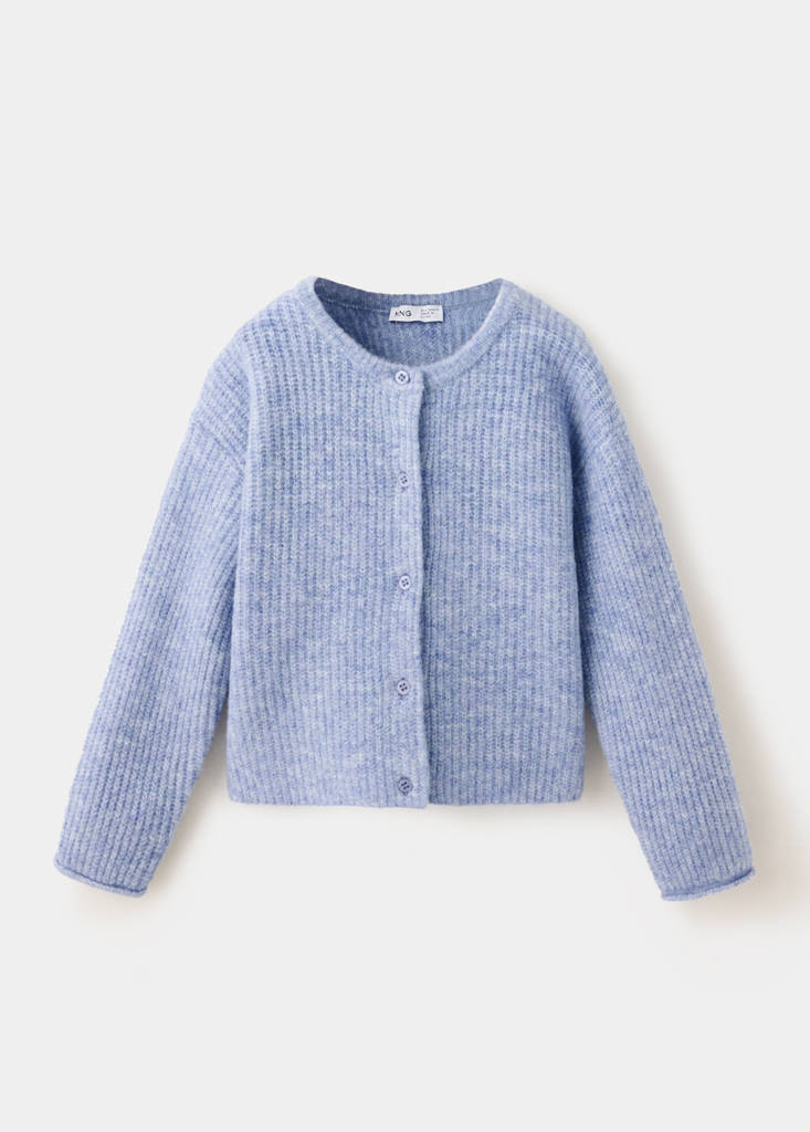 Ribbed knitted cardigan — Blue
