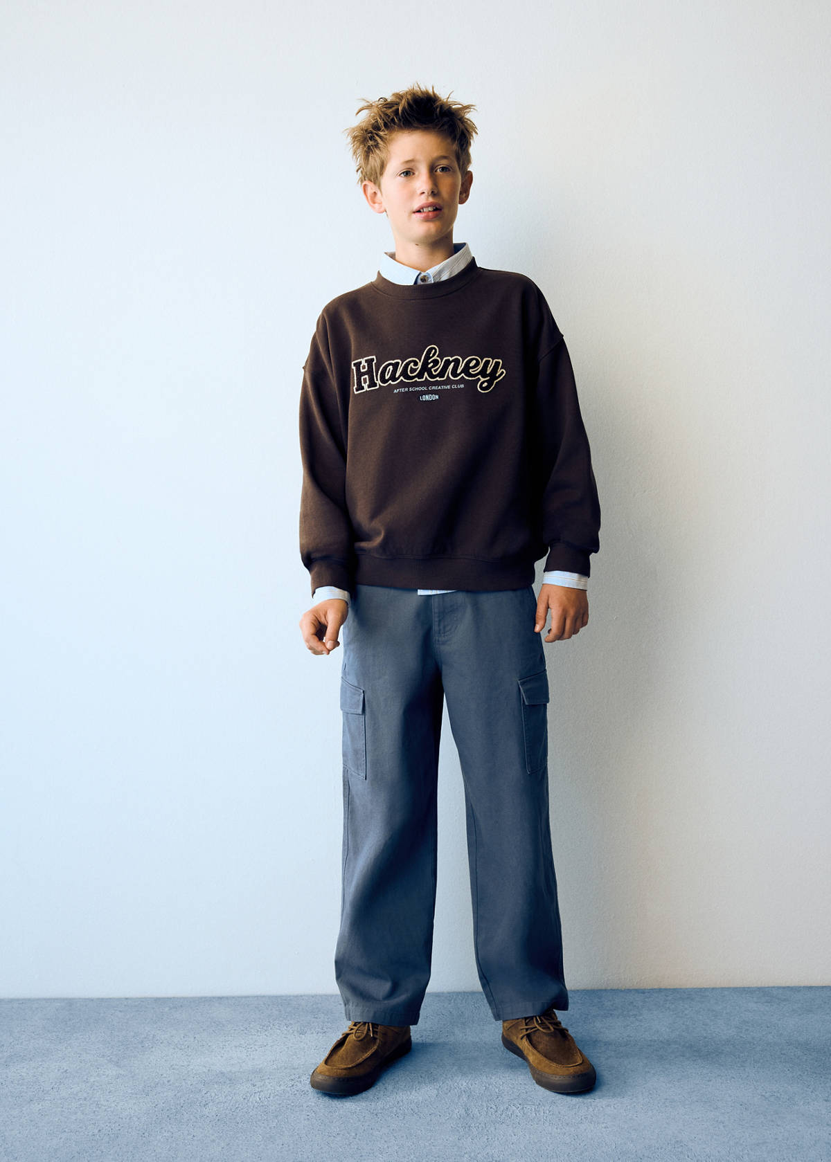 Regular fit cotton cargo trousers — Blue