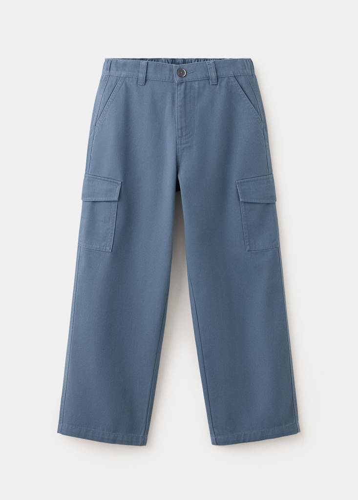 Regular fit cotton cargo trousers — Blue