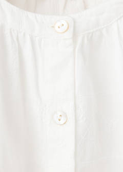 Cotton blouse with gathered neck — White 2