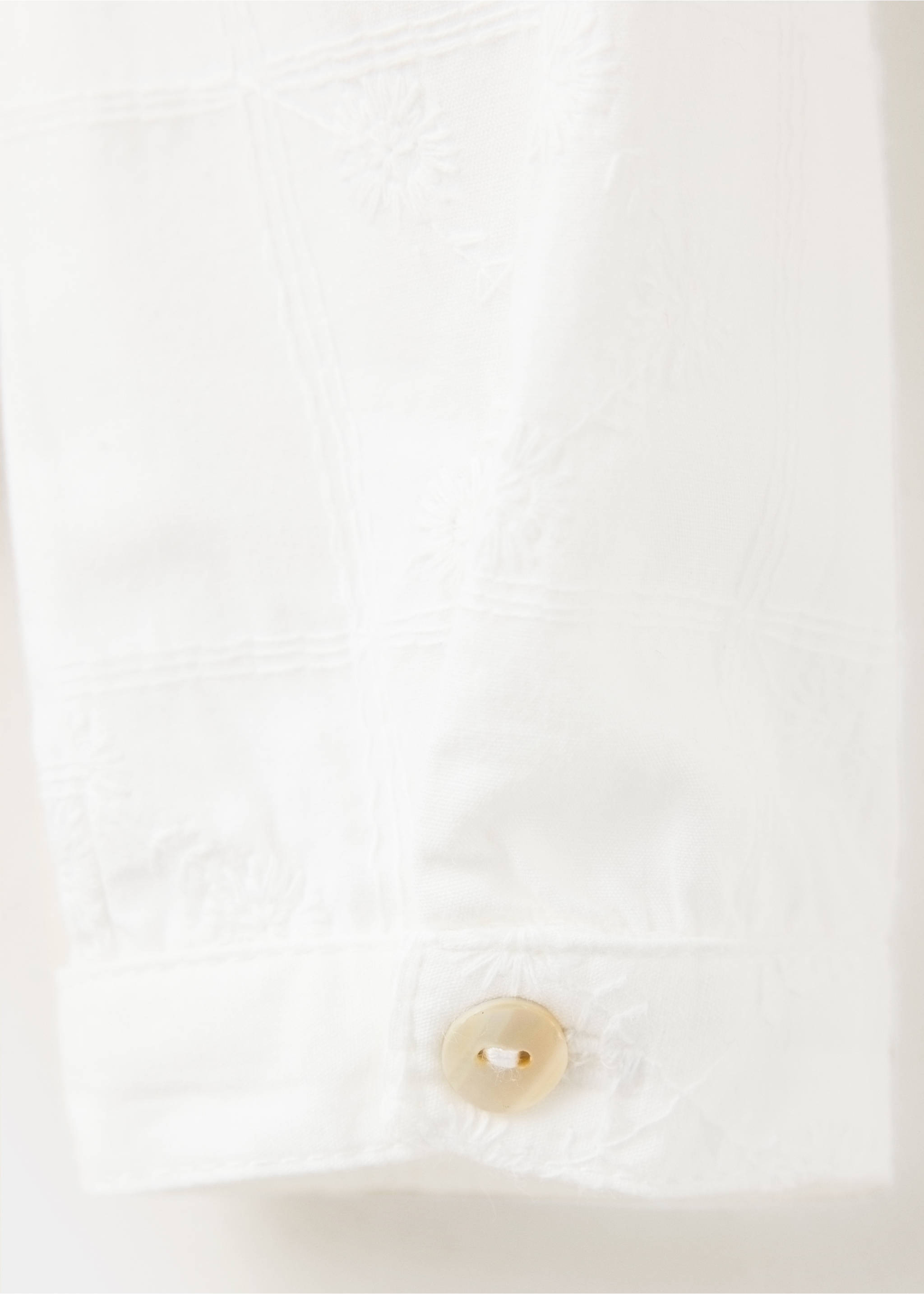 Cotton blouse with gathered neck - Details of the article 0, White. Ref: 37075167-00.