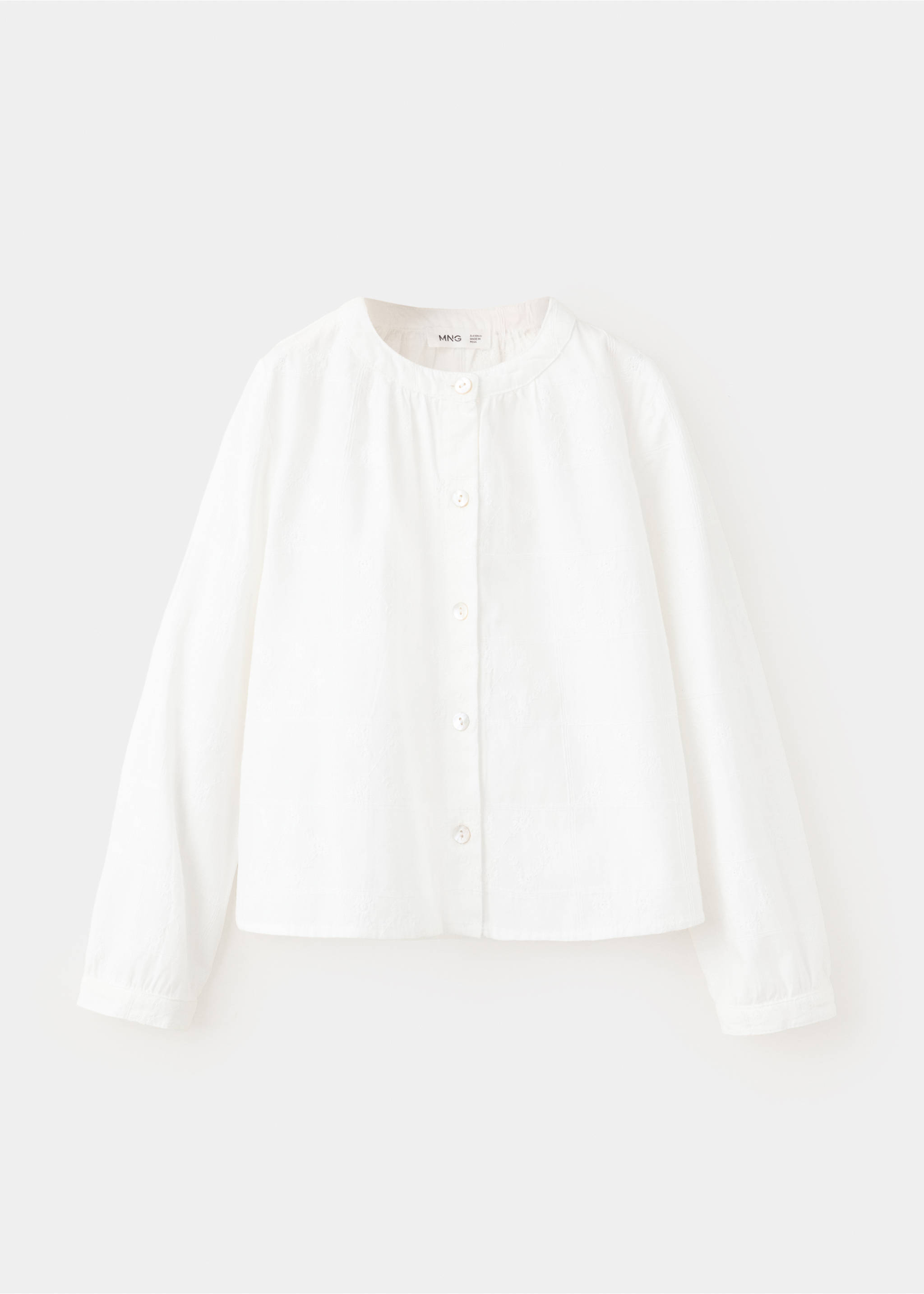 Cotton blouse with gathered neck - Article without model, White. Ref: 37075167-00.