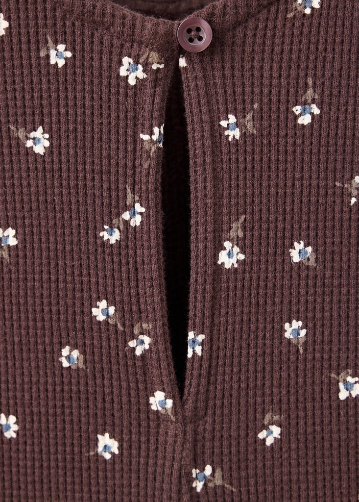 Floral cotton jumpsuit — Chocolate