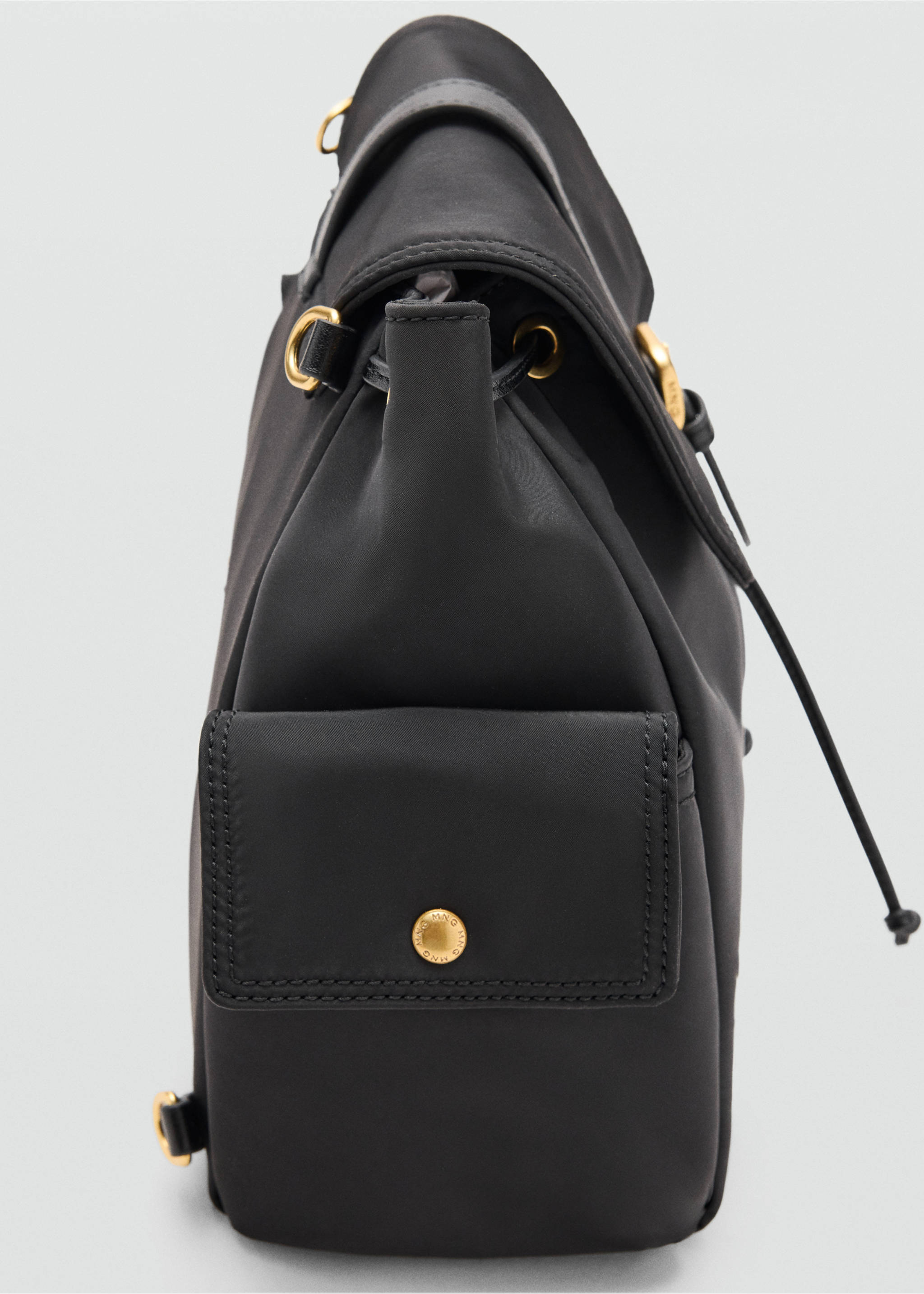 Pocket backpack with buckle - Details of the article 1, Black. Ref: 37075171-00.