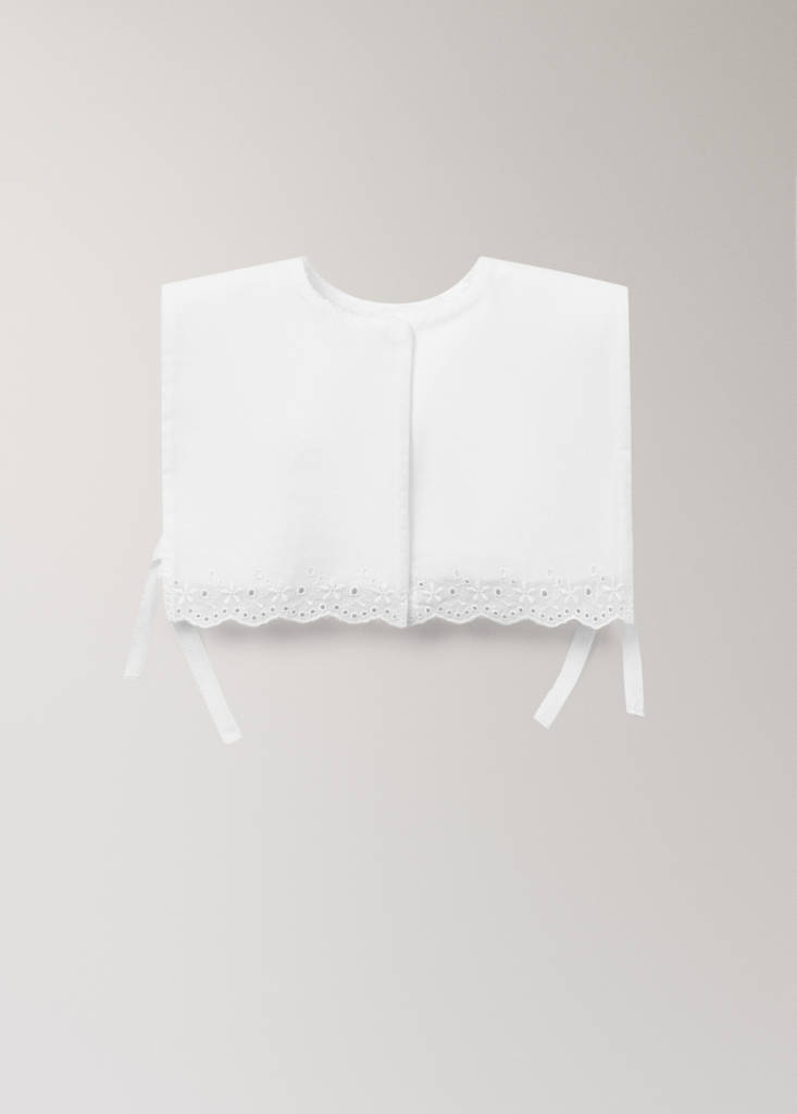 Terry bib with lace trim — White