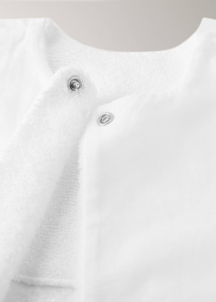 Terry bib with lace trim — White