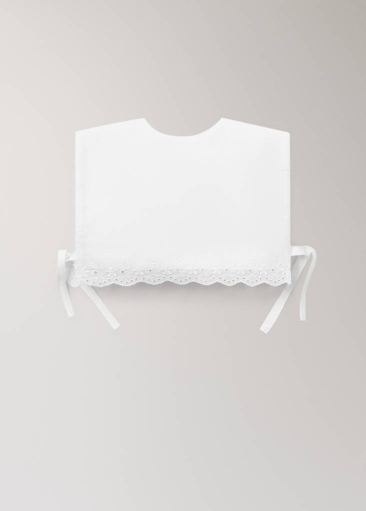 Terry bib with lace trim — White