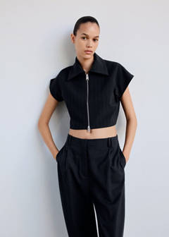 Pinstripe shirt-style waistcoat — Navy 5