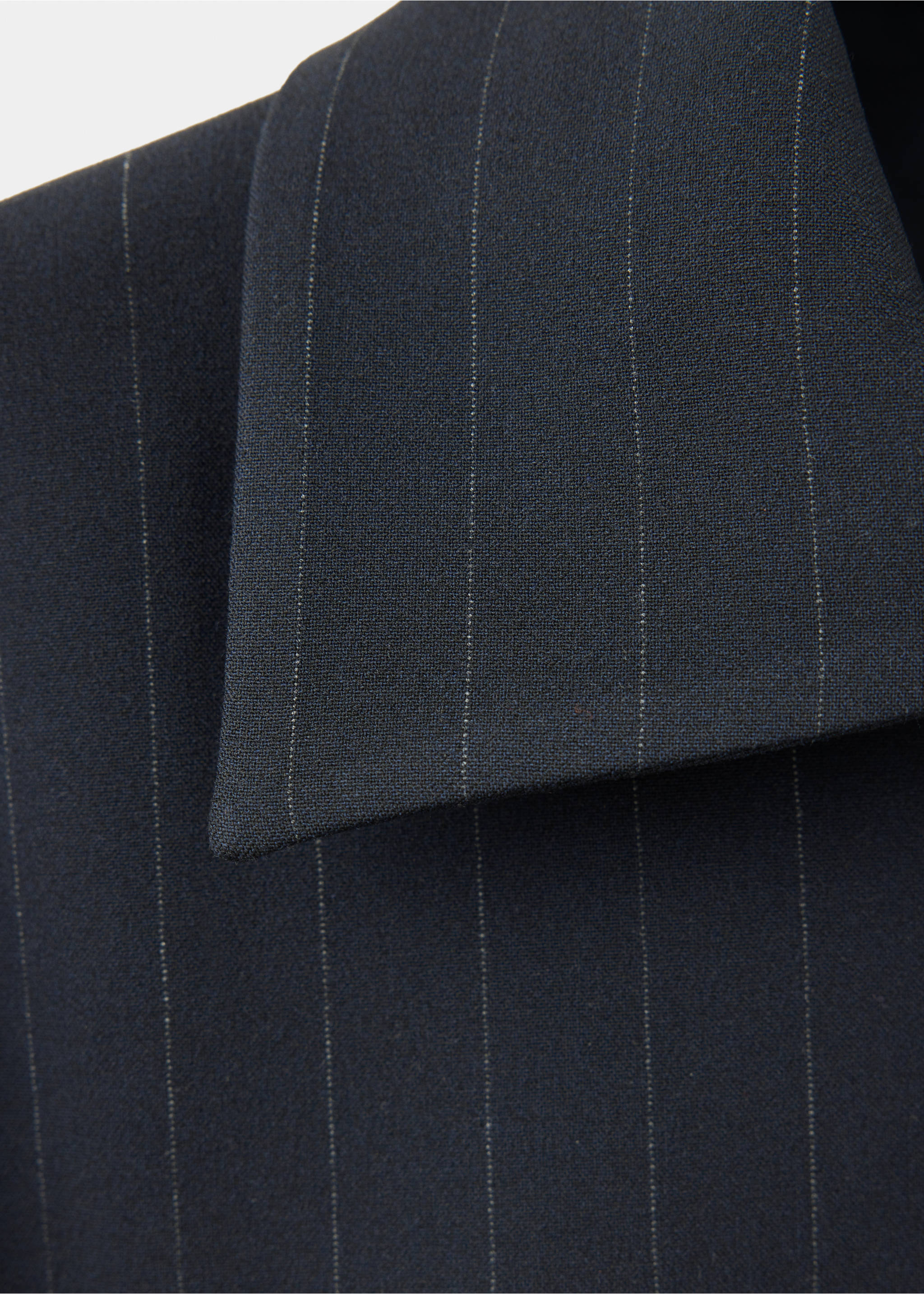 Pinstripe shirt-style waistcoat - Details of the article 8, Navy. Ref: 37075176-00.
