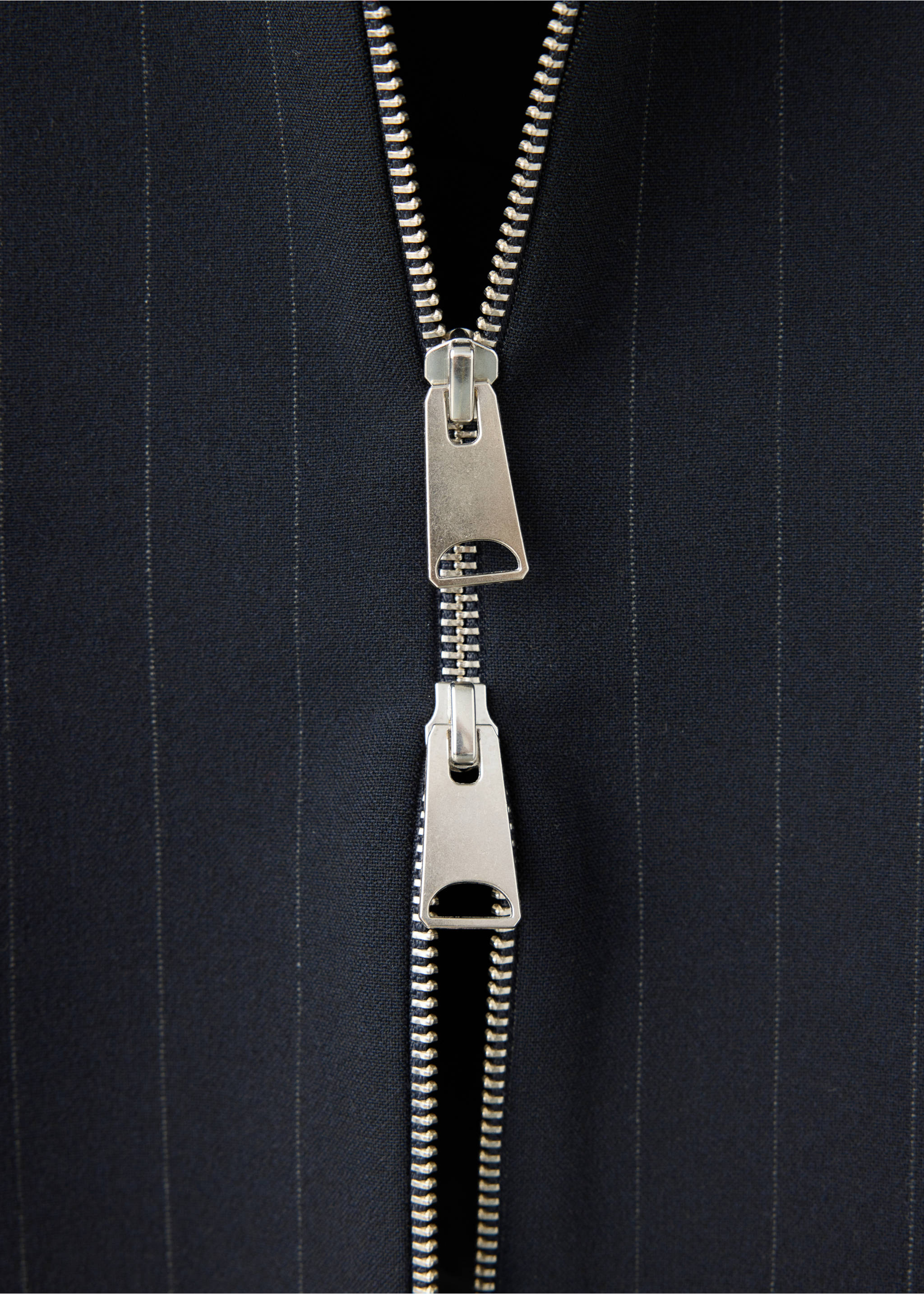 Pinstripe shirt-style waistcoat - Details of the article 0, Navy. Ref: 37075176-00.
