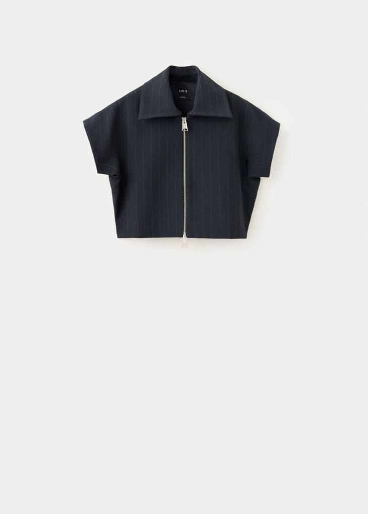 Pinstripe shirt-style waistcoat — Navy