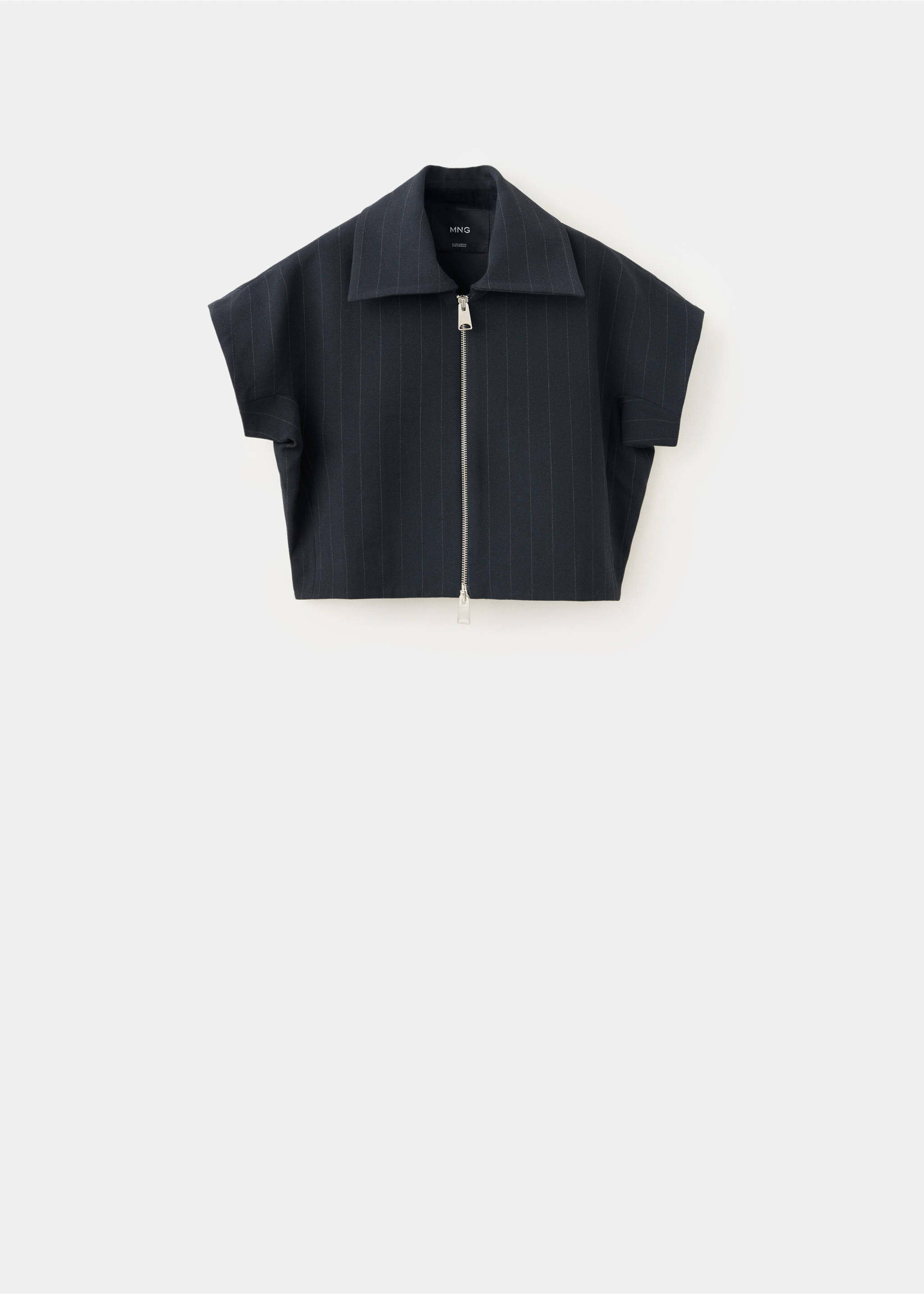 Pinstripe shirt-style waistcoat - Article without model, Navy. Ref: 37075176-00.