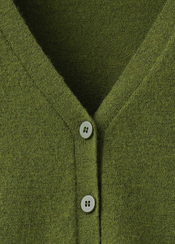 V-neck buttoned cardigan — Olive Green