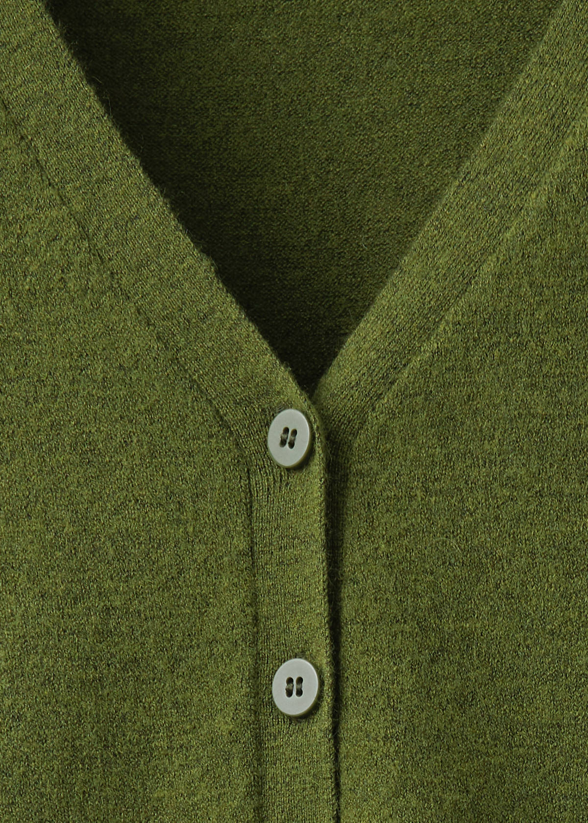 V-neck buttoned cardigan — Olive Green