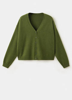 V-neck buttoned cardigan — Olive Green 5