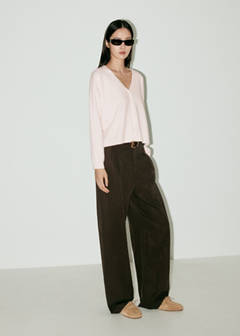 V-neck buttoned cardigan — Pastel Pink 2