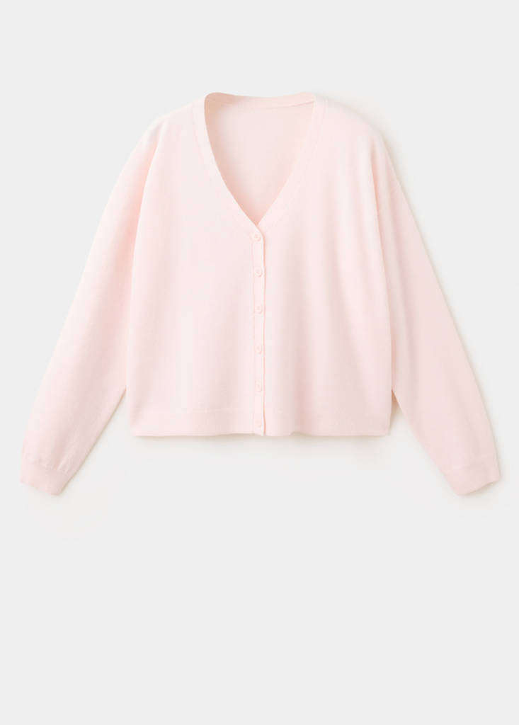 V-neck buttoned cardigan — Pastel Pink