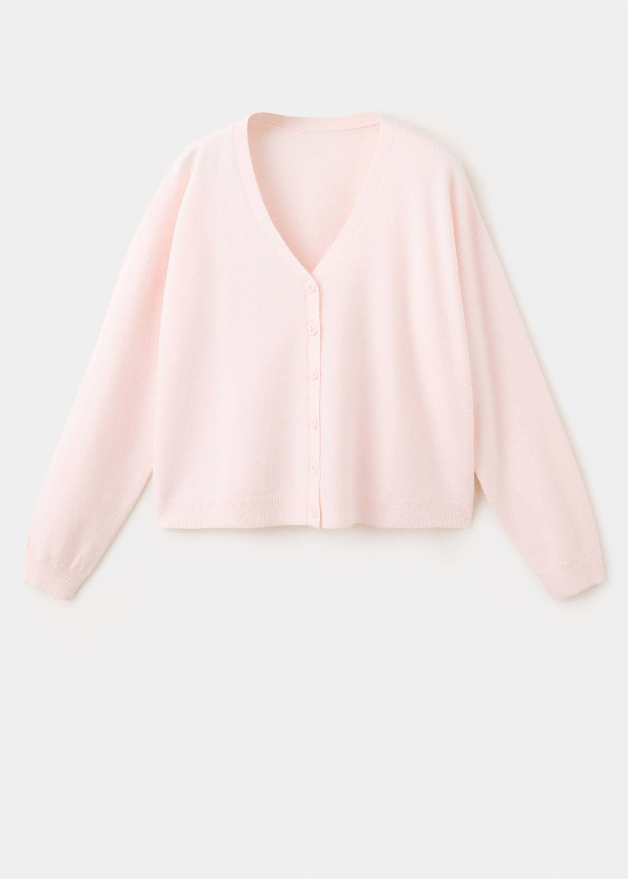 Button-front V-neck cardigan - Article without model, Pastel Pink. Ref: 37075836-00.