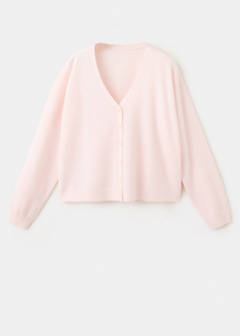 V-neck buttoned cardigan — Pastel Pink 4