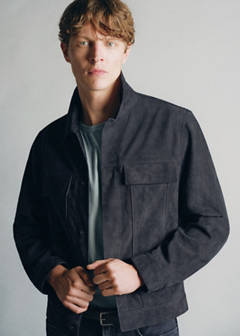 100% leather jacket with pockets — Indigo Blue 4