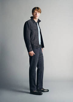 100% leather jacket with pockets — Indigo Blue 5