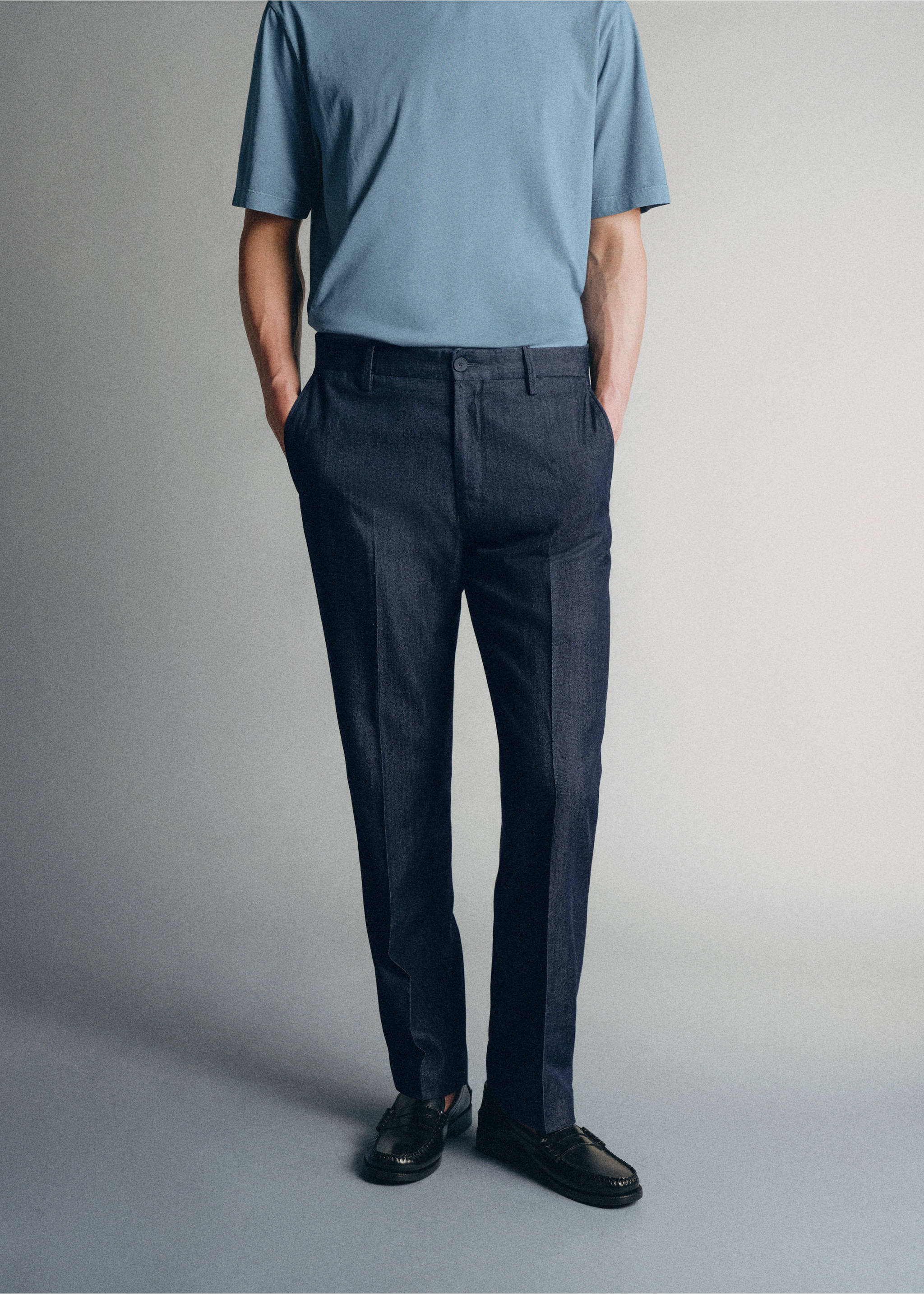 Italian cotton-lyocell jeans - Medium plane, Indigo Blue. Ref: 37075838-00.