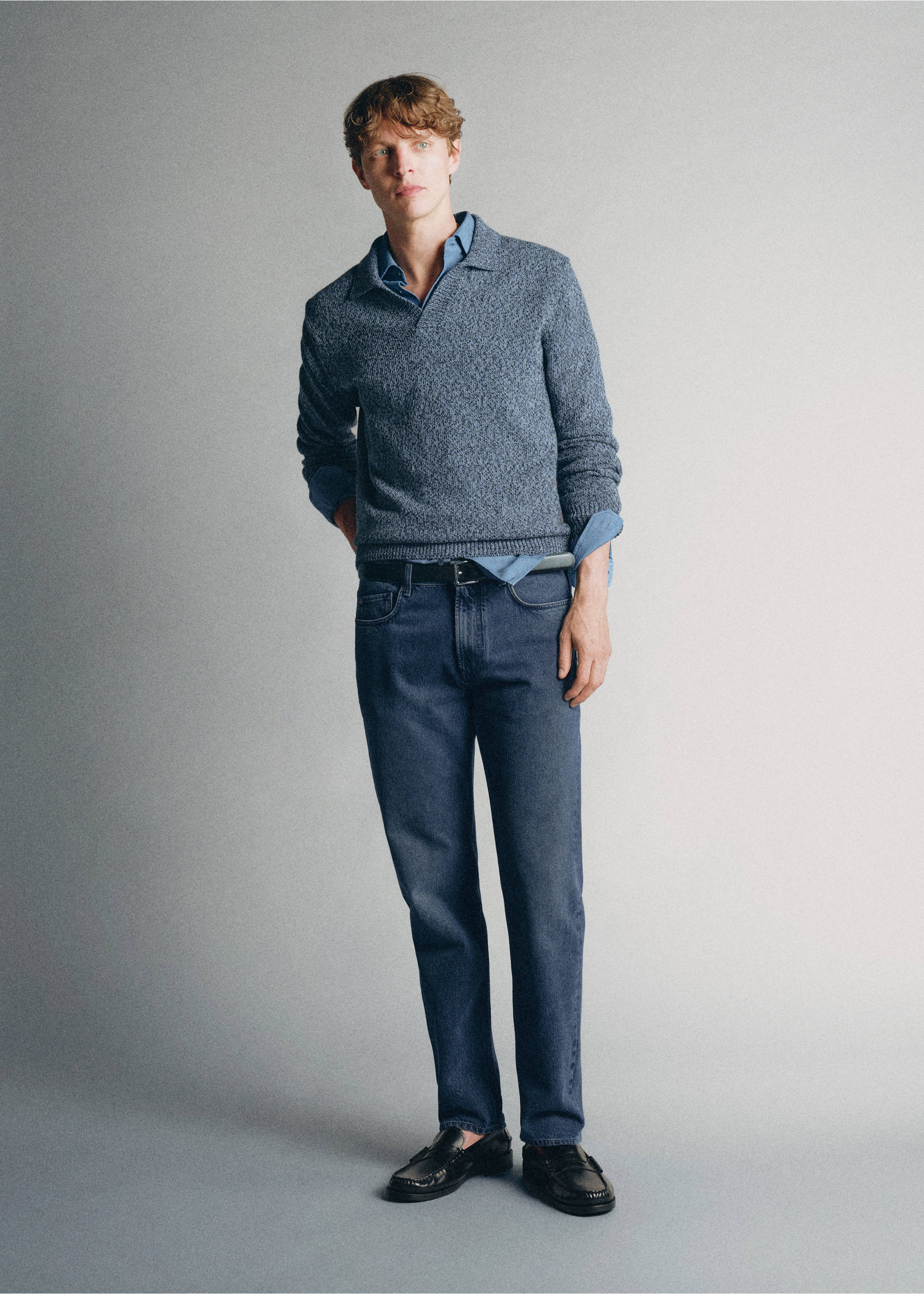100% cotton knitted polo shirt, made in Italy - General plane, Indigo Blue. Ref: 37075840-00.