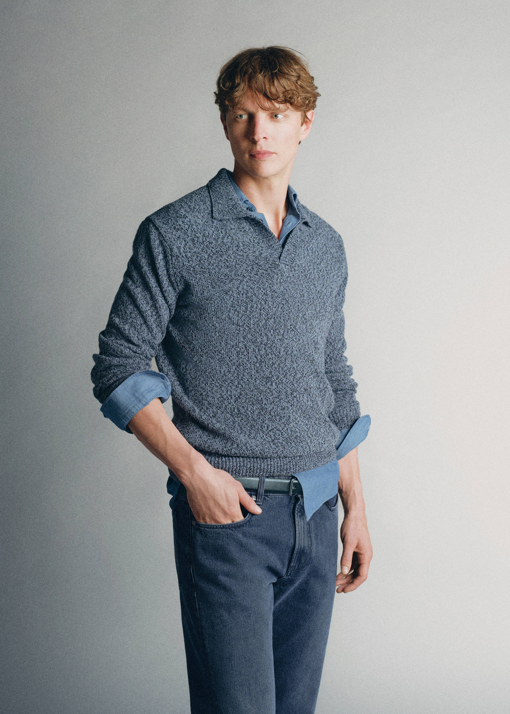 100% cotton knitted polo shirt, made in Italy - Medium plane