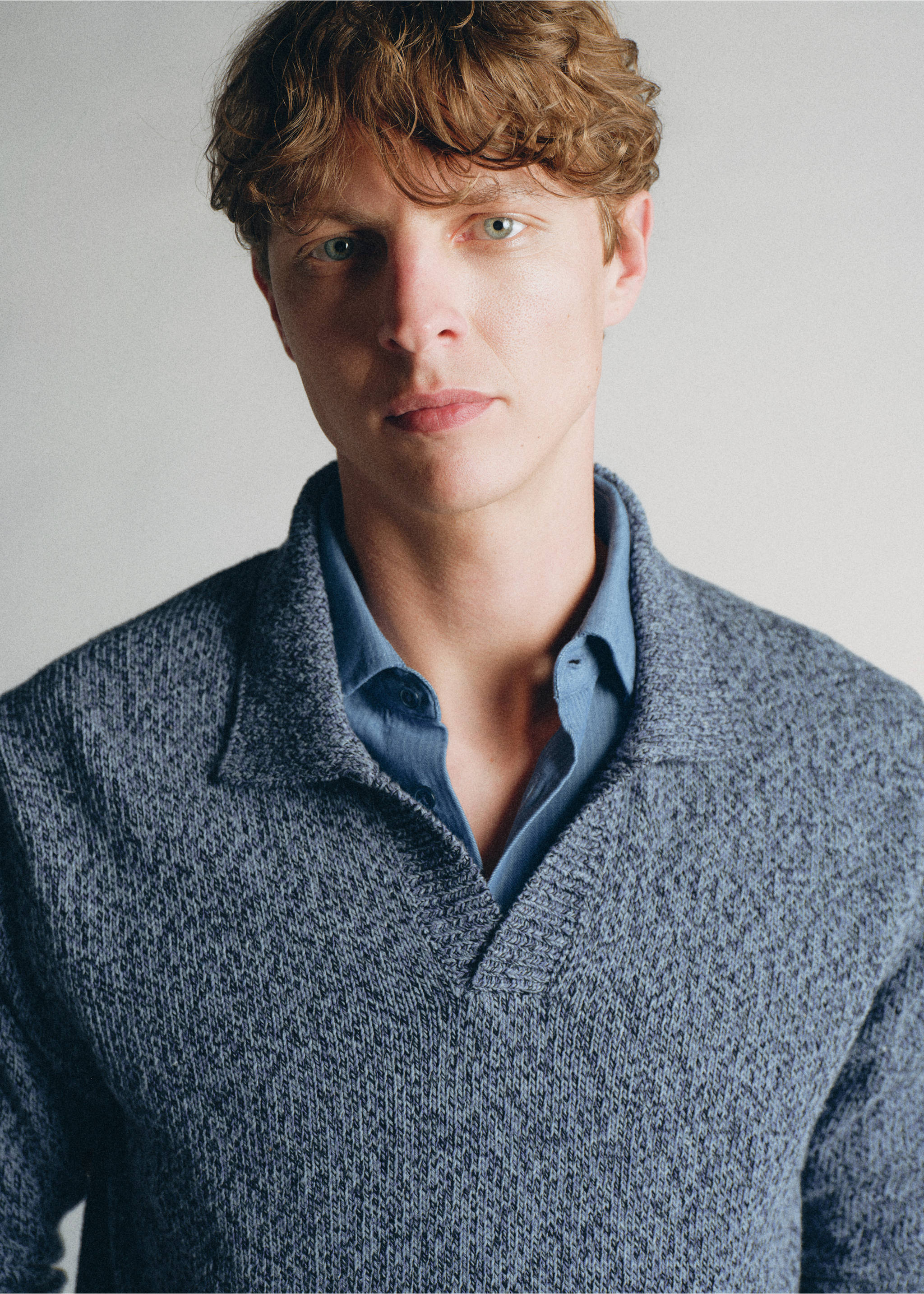 100% cotton knitted polo shirt, made in Italy - Details of the article 1, Indigo Blue. Ref: 37075840-00.