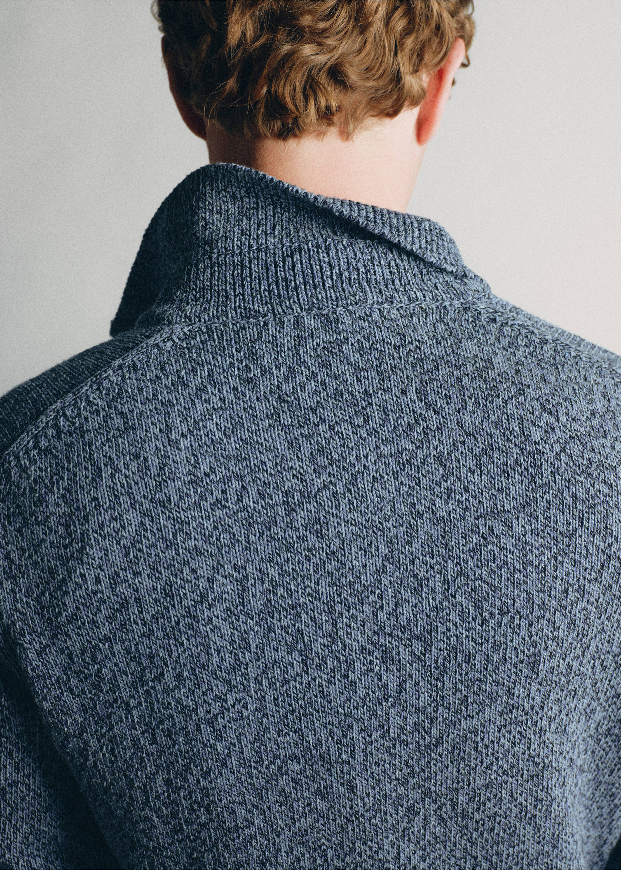 100% cotton knitted polo shirt, made in Italy - Details of the article 3, Indigo Blue. Ref: 37075840-00.
