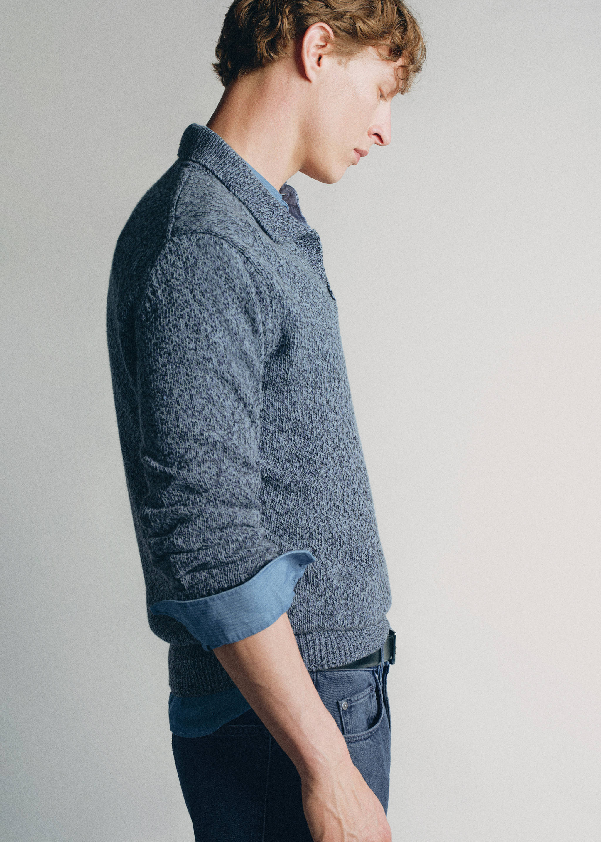 100% cotton knitted polo shirt, made in Italy - Details of the article 2