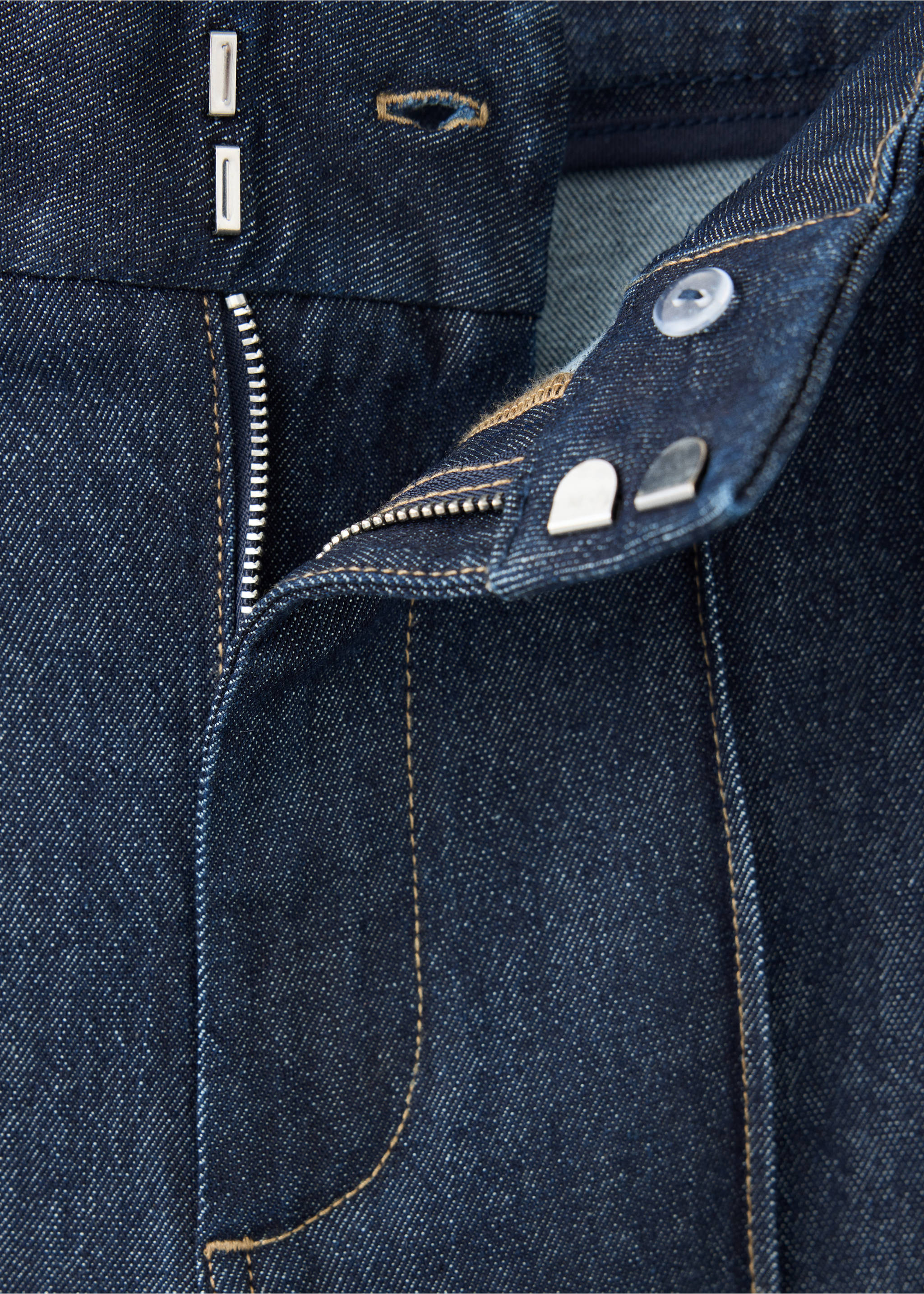 High-waisted wide leg jeans with stitching - Details of the article 0, Open Blue. Ref: 37075842-00.