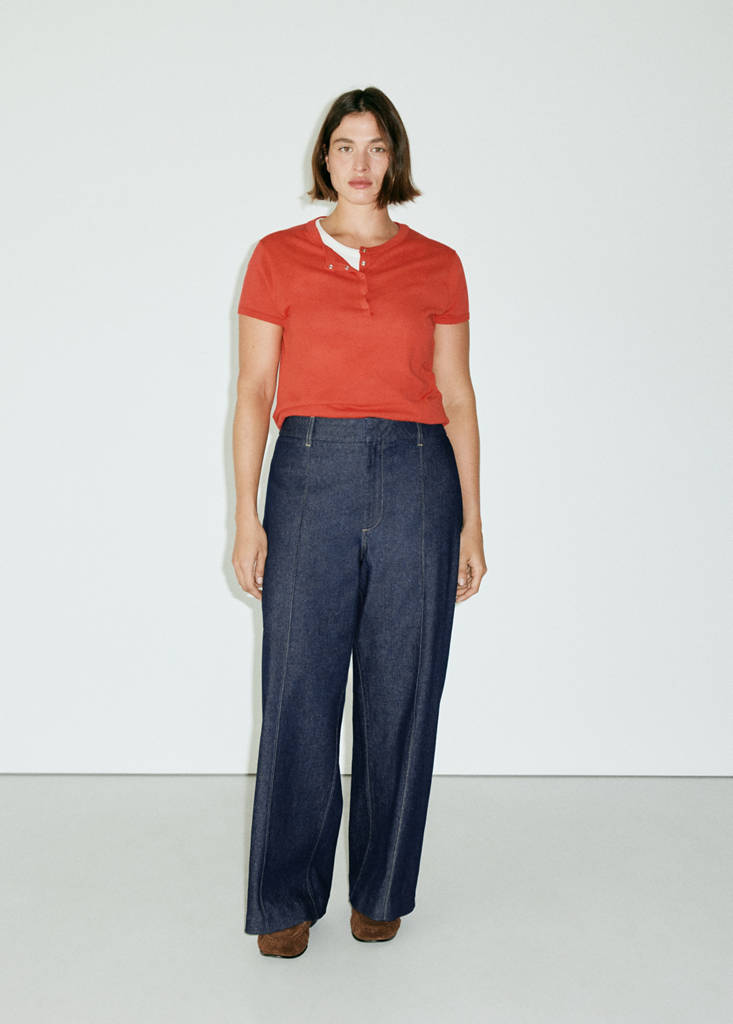 High-waisted wide leg jeans with stitching — Open Blue