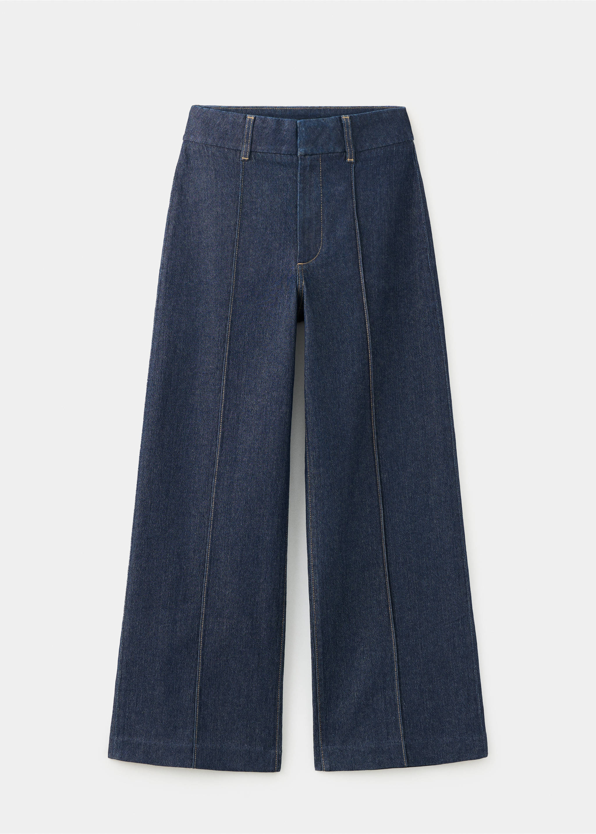 High-waisted wide leg jeans with stitching - Article without model, Open Blue. Ref: 37075842-00.