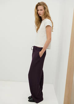 Straight-leg trousers with bow detail — Burgundy 1